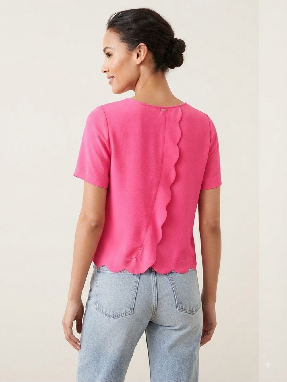 Bobeau Vibrant Hot Pink Short Sleeve Blouse Size Small New With Tags